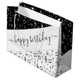 Black and white musical personalised  large gift bag