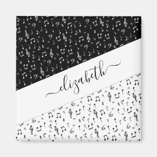 Black and white musical personalised magnet