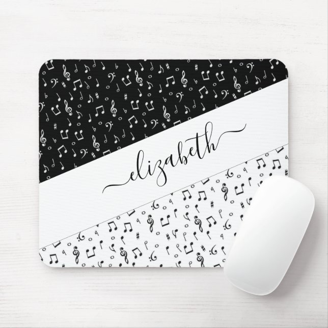 Black and white musical personalised   mouse mat (With Mouse)