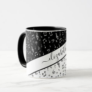 Black and white musical personalised mug