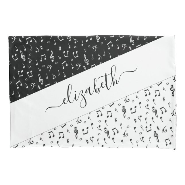 Black and white musical personalised   pillowcase (Front)