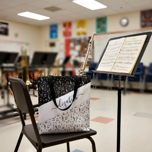 Black and white musical personalised tote bag