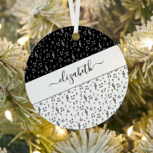 Black and white musical personalized  metal tree decoration