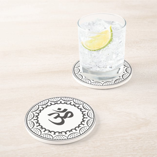 Black And White Muslim Religious Symbol Coaster (Side)