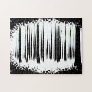 Black and White Mystical Forest Dreamscape Jigsaw Puzzle