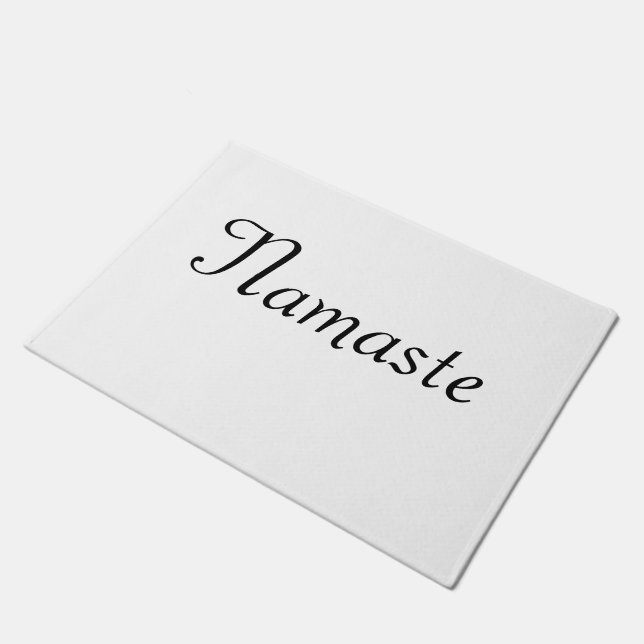 Black and White Namaste Door Mat Doormat Yoga (Angled)