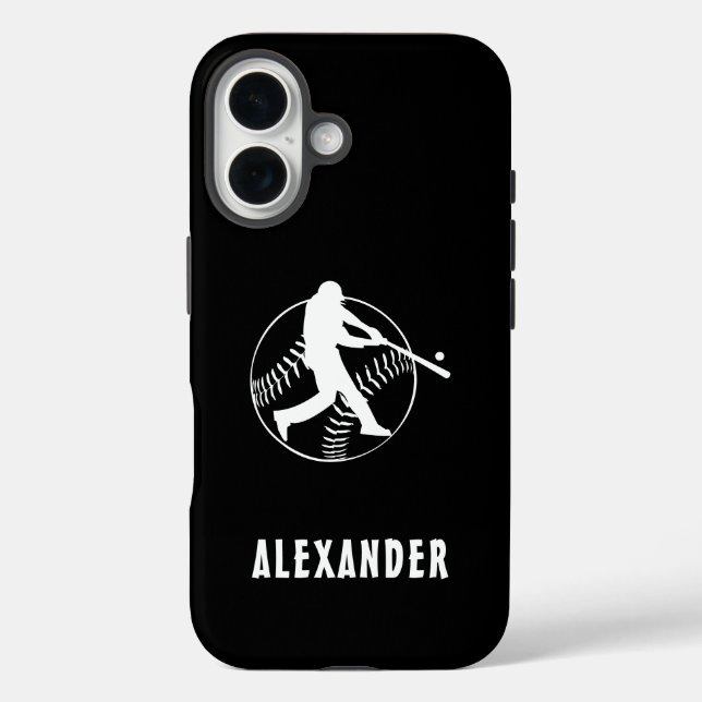 Black And White Name Male Player Baseball Batter Case-Mate iPhone Case (Back)