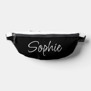 Black and White Name Typography Bum Bags