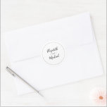 Black and White Names Wedding  Classic Round Sticker<br><div class="desc">Small round stickers coordinate with our Modern Photo Wedding Collection and feature your names in outlined with a fine line circle. Perfect for envelope seals,  favours and more. MATCHING items in our collection.</div>