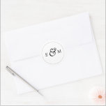 Black and White Names Wedding  Classic Round Sticker<br><div class="desc">Small round stickers coordinate with our Modern Photo Wedding Collection and feature your initials and a large ampersand outlined with a fine line circle. Perfect for envelope seals,  favours and more. MATCHING items in our collection.</div>