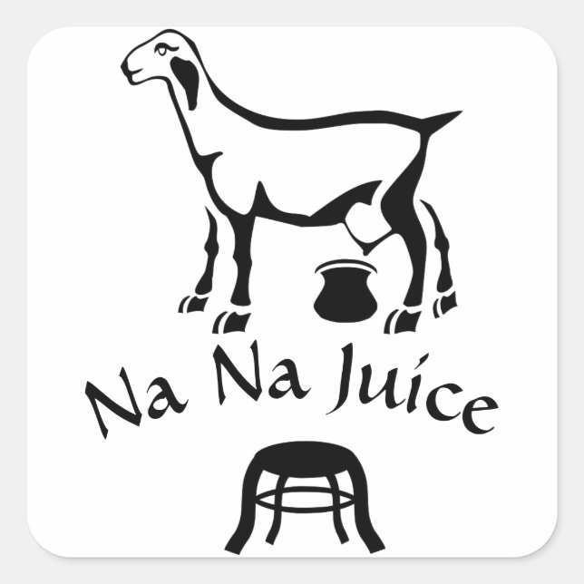 Black and White Nanny Goat Milking Stool Square Sticker (Front)