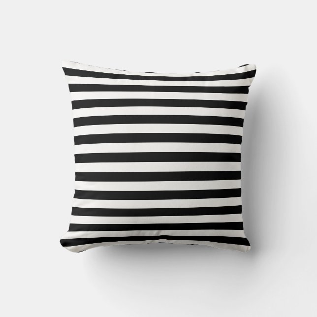 Black and White Narrow Stripes Cushion (Front)