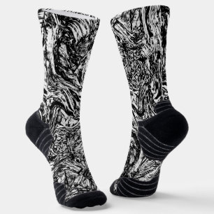 Black and White Nature Abstract Pattern Socks
