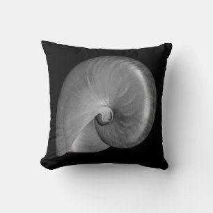 Black and White Nautilus Shell Cushion