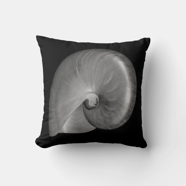 Black and White Nautilus Shell Cushion (Front)