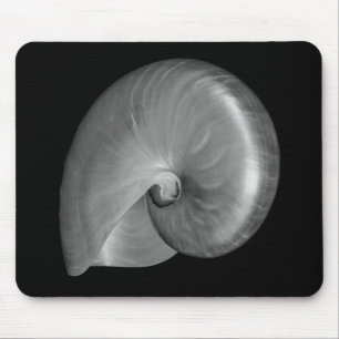 Black and White Nautilus Shell Mouse Mat