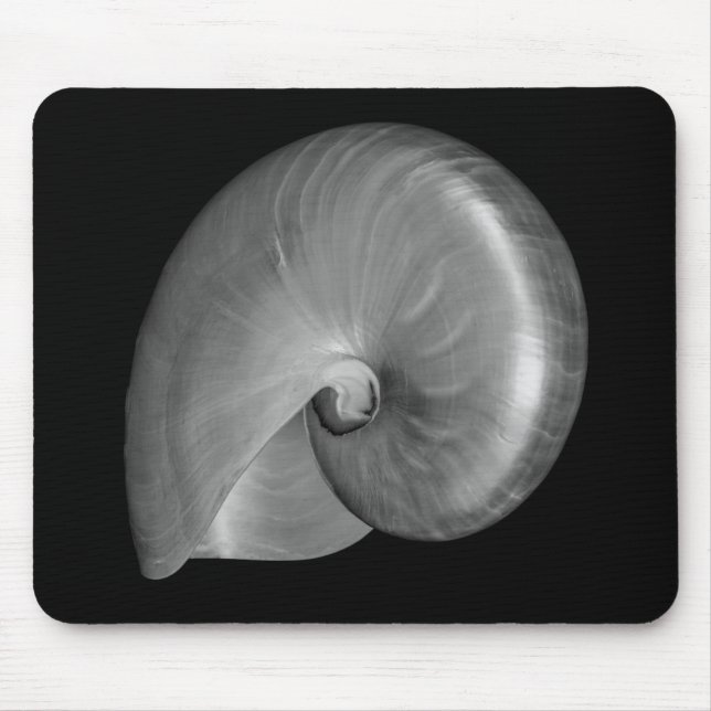 Black and White Nautilus Shell Mouse Mat (Front)