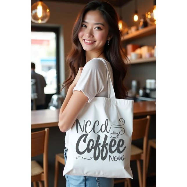Black and White Need Coffee Now  Tote Bag (Creator Uploaded)