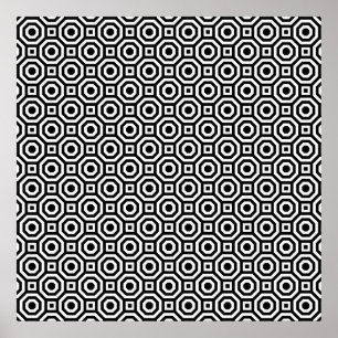 Black and White Nested Octagon Poster