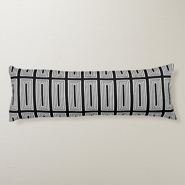 Black and White Nested Rectangles Body Cushion (Back)