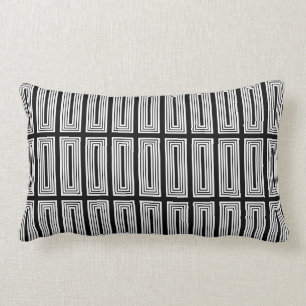 Black and White Nested Rectangles Lumbar Cushion