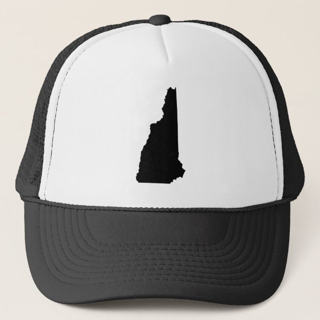 Black and White New Hampshire Trucker Hat (Front)