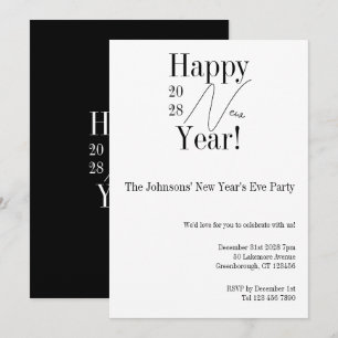 Black and White New Year's Eve Party Invitation