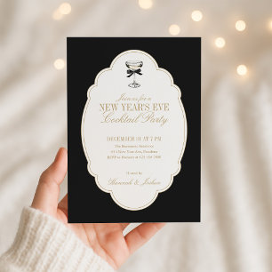 Black and White New Year's Eve Party Invitation