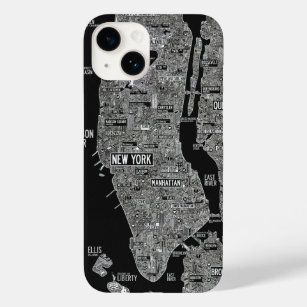 black and white new york city hand drawn map Case-Mate iPhone 14 case
