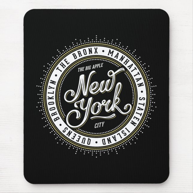 Black and White New York City Logo Mouse Mat (Front)