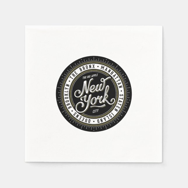 Black and White New York City Logo Napkin (Front)