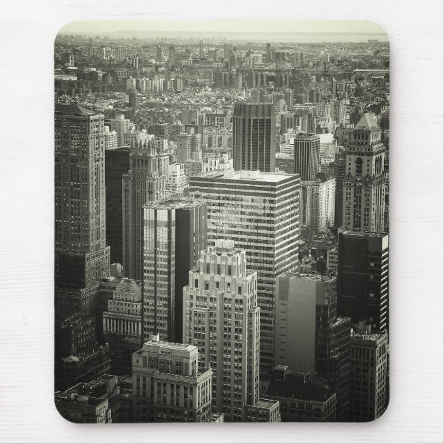 Black and White New York City Skyline Mouse Mat (Front)