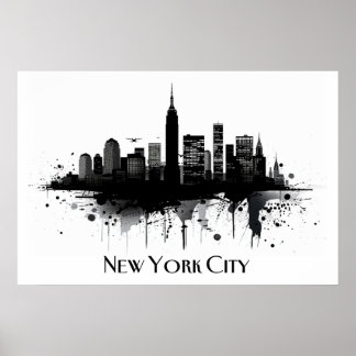 Black and White New York City Skyline Poster