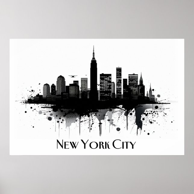 Black and White New York City Skyline Poster (Front)