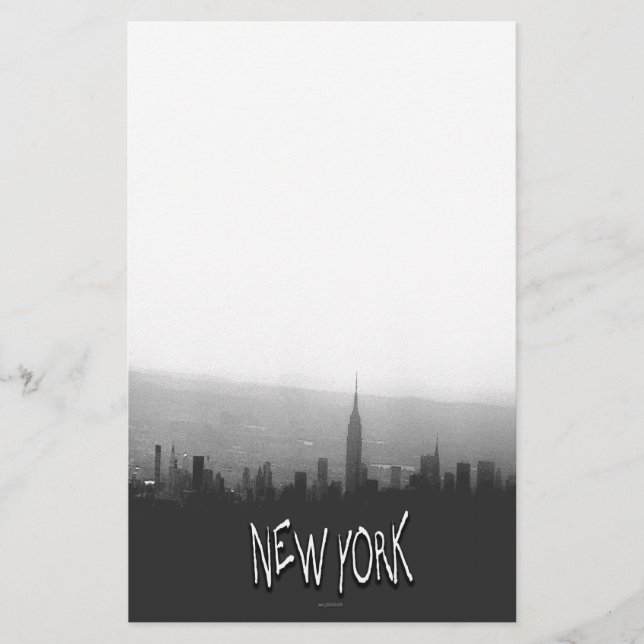 Black and White New York Skyline Stationary Stationery (Front)