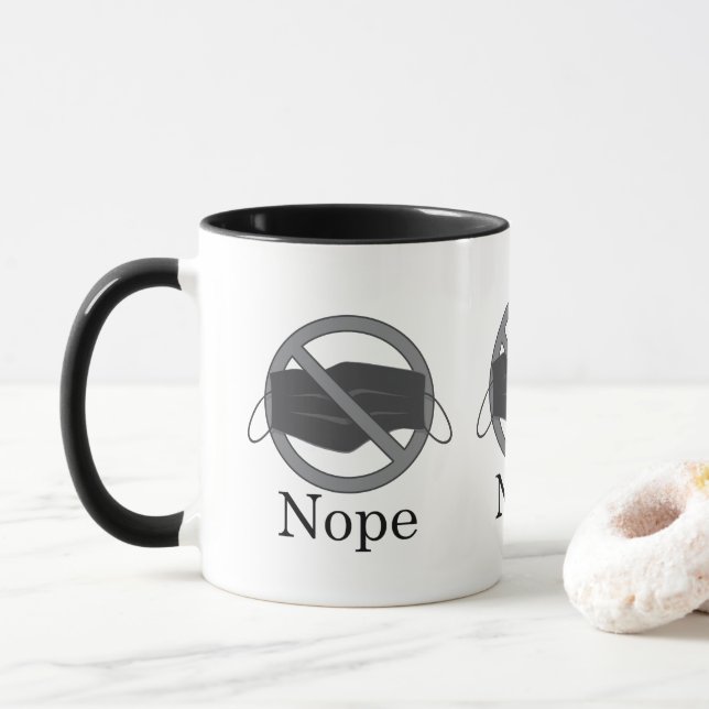 Black and White No Mask Coffee Mug (With Donut)