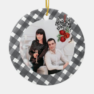 Black and White Noël Card Ceramic Tree Decoration