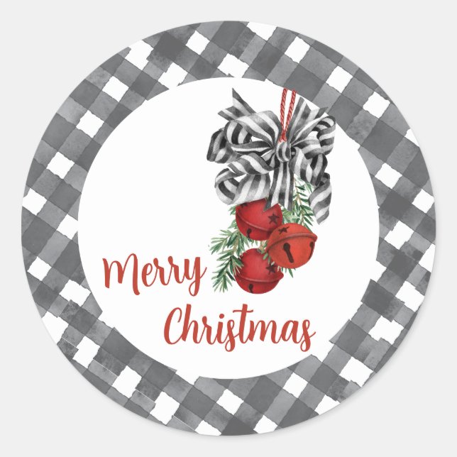 Black and White Noël Classic Round Sticker (Front)