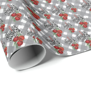 Black and White Noël Red Bells Wrapping Paper
