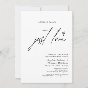 Black And White Nothing Fancy Just Love Wedding Invitation
