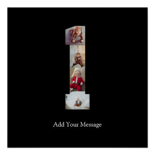 Black and White Number 1 Photo Collage Poster