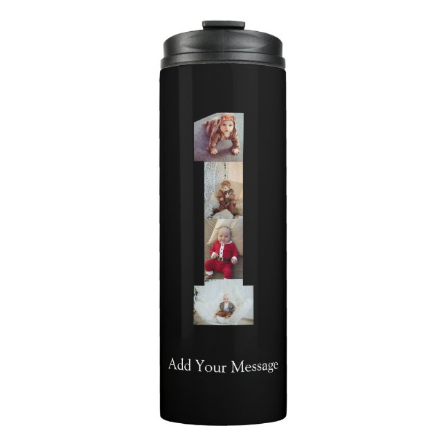 Black and White Number 1 Photo Collage Thermal Tumbler (Front)