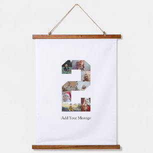 Black and White Number 2 Photo Collage Hanging Tapestry