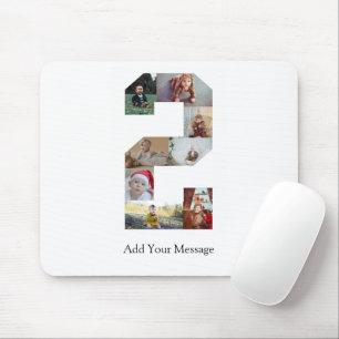 Black and White Number 2 Photo Collage Mouse Mat