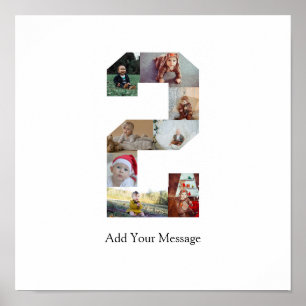 Black and White Number 2 Photo Collage Poster