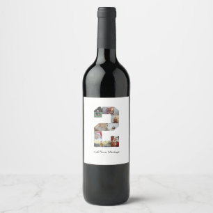 Black and White Number 2 Photo Collage Wine Label