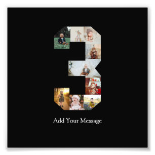 Black and White Number 3 Photo Collage