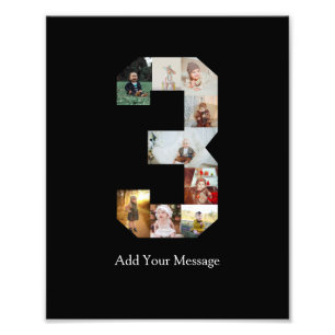 Black and White Number 3 Photo Collage