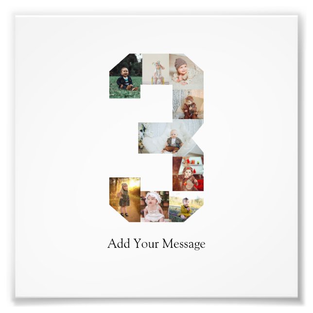 Black and White Number 3 Photo Collage (Front)