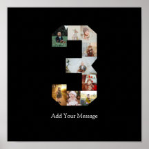 Black and White Number 3 Photo Collage